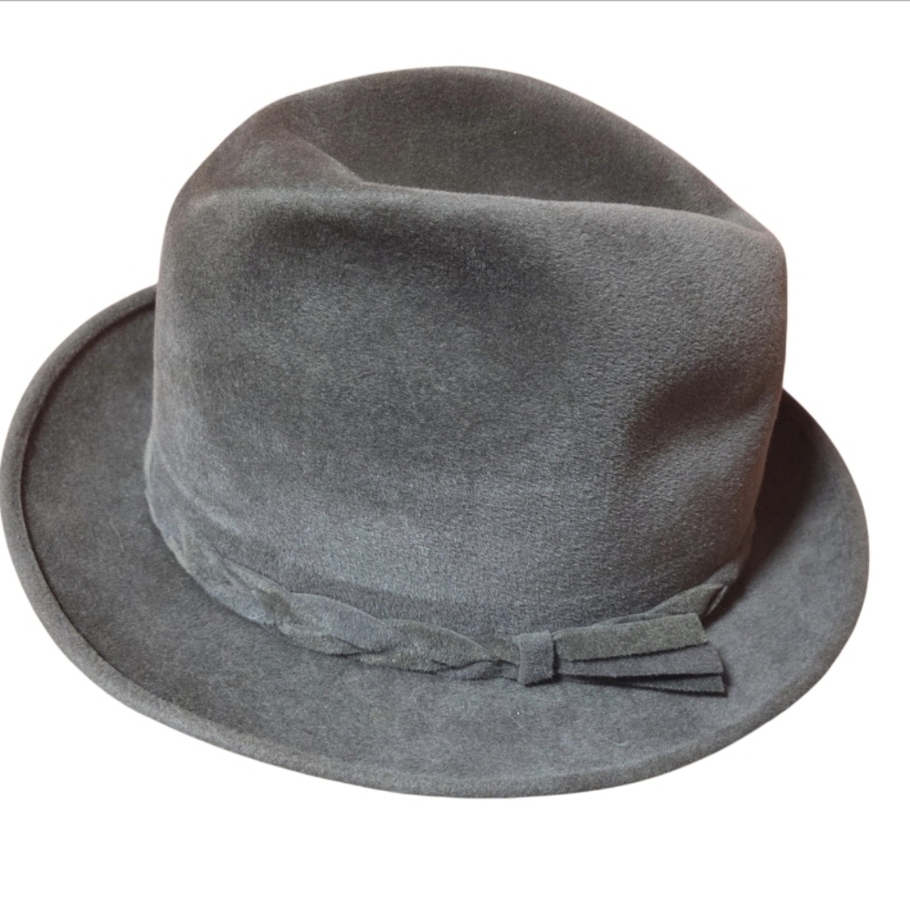 Vintage Cavanagh Gray Felt Fedora Hat Braided Detail See Pics For Size